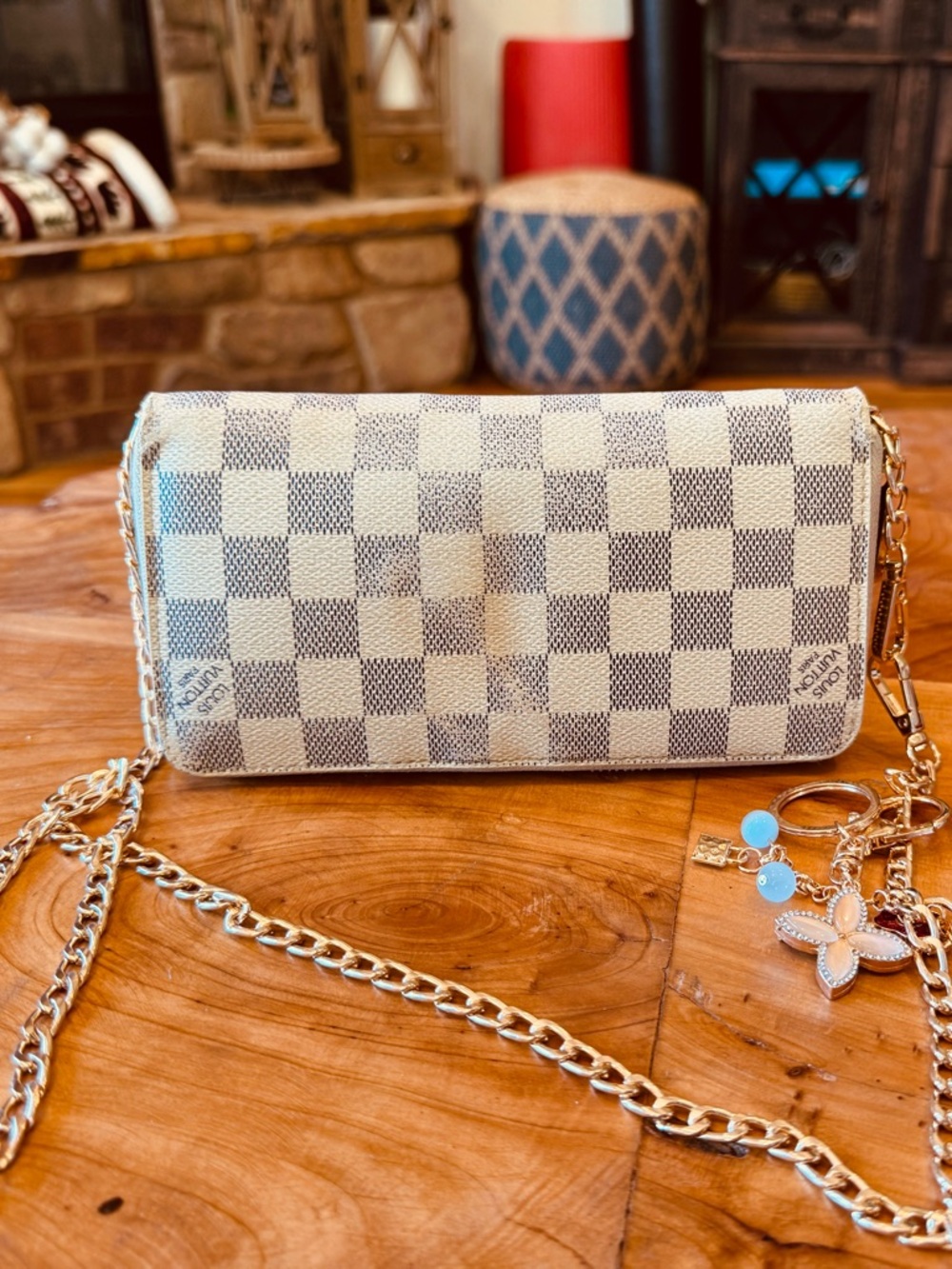 Louis Vuitton AZUR DAMIER zippy wallet vintage with unbranded chain removable - Picture 4 of 14
